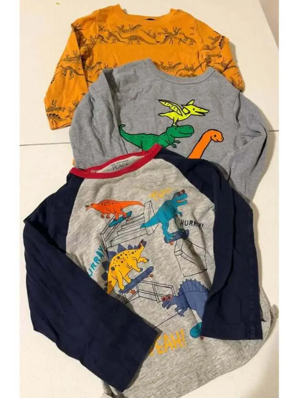 The Children's Place Toddler Boy 2T Dinosaur Long Sleeve Shirt Lot of 3
